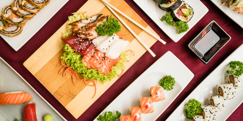 Tafel met sushi